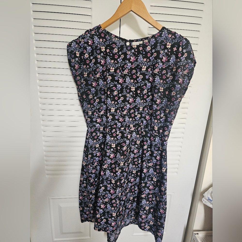 twik Black Mini Dress with Pink & Lavender Floral Print.